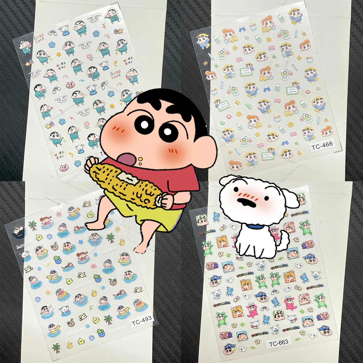 5D Kawaii Shinnosuke Nohara Self-Adhesive Nail Parts Crayon Shin-chan Nail Stickers Kasukabe Defense Force Nail Art Accessories