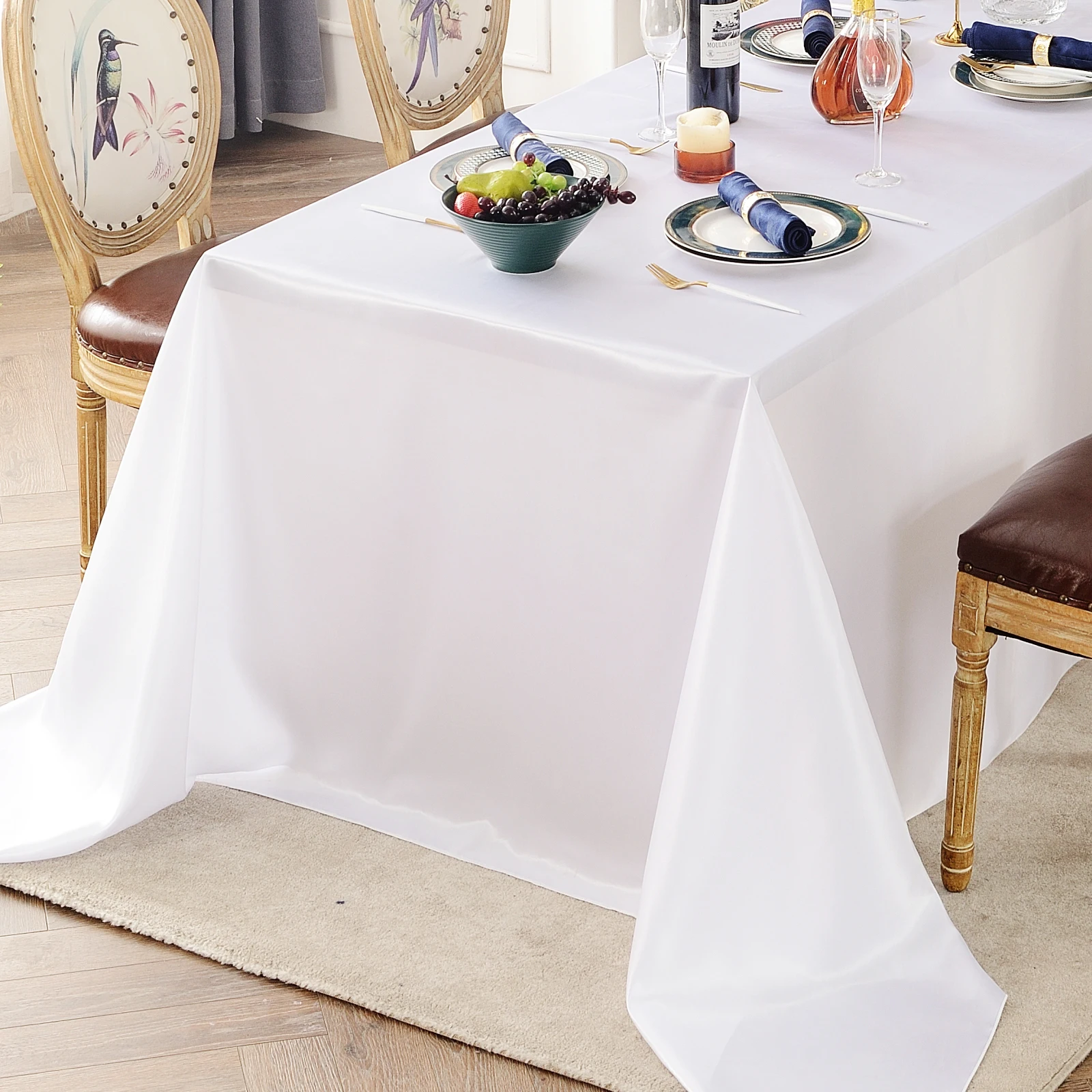 1pcs Party White Satin Tablecloth Wedding Banquet Hotel Clothing Direct Sales Oversized Podium Home Decoration Table Cloth