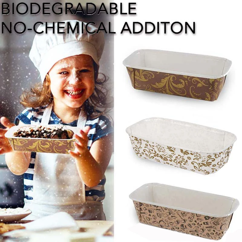 150 PCS Paper Loaf Pan Disposable Bread Baking Loft Mold Microwave Oven Freezer Safe Bakery Pastry Rectangle Pans Wholesale XB