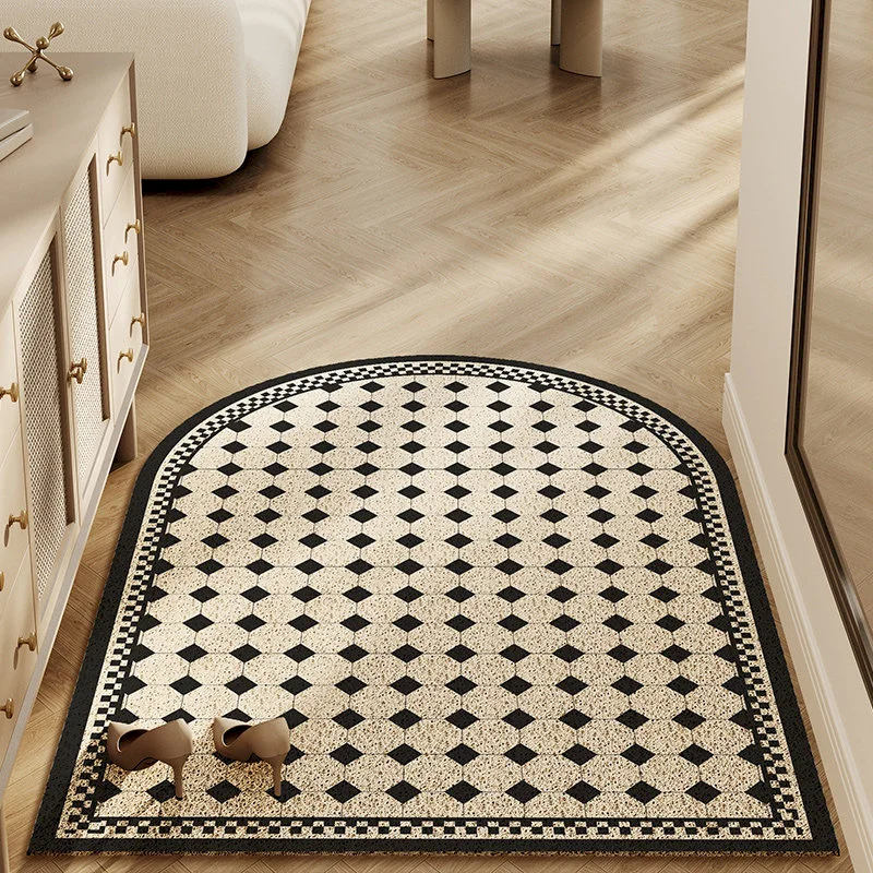 VIKAMA Geometric Wave Point Half Round Roller Skating Chair Floor Mat Minimalist Lines Anti Slip Carpet Indoor Home Decoration view 3