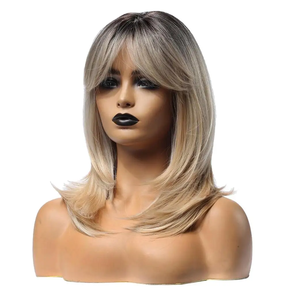 20'' Lady Medium-Length Straight Layered Wigs With for Cosplay