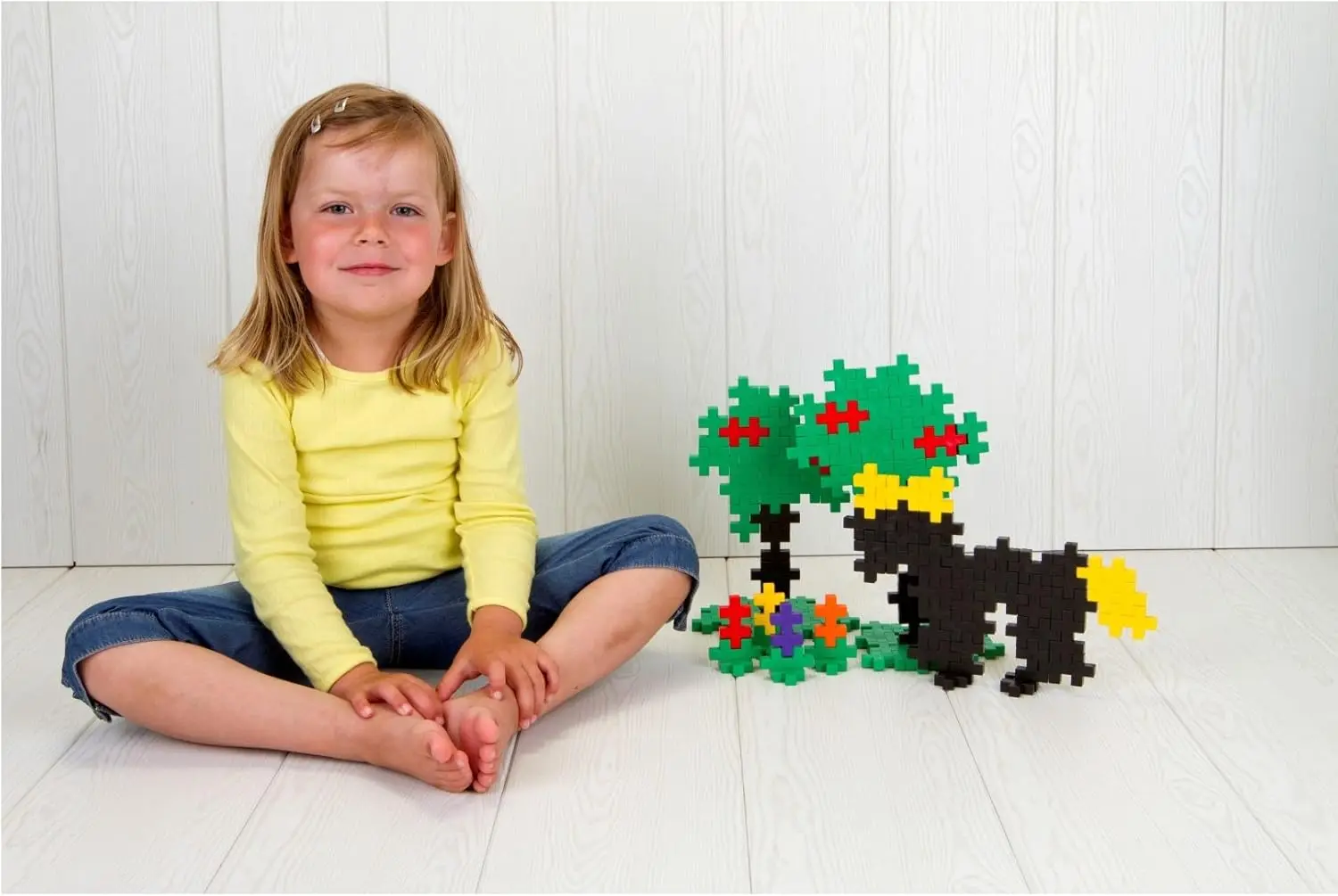 Open Play Set - 600 Piece in Storage Tub- Basic Color Mix, Construction Building Stem Toy, Interlocking Large Puzzle Blocks for