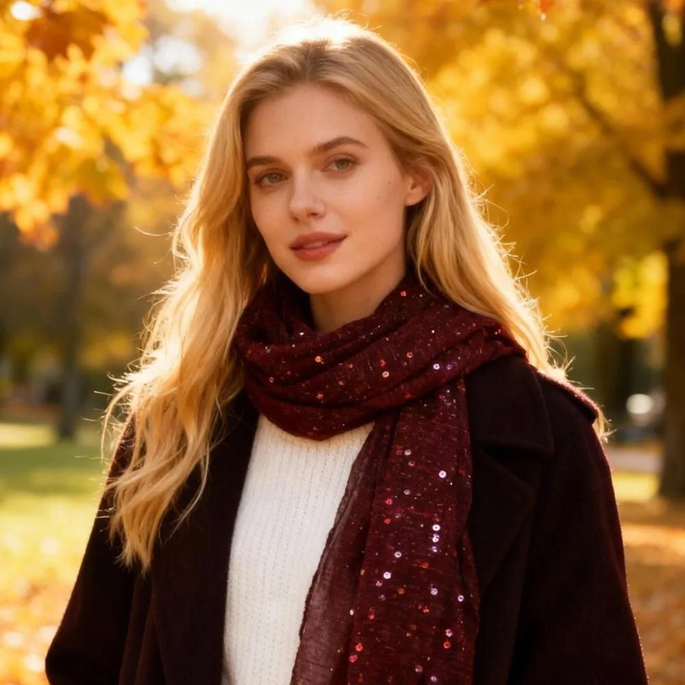 Elegant 155×70cm Sequin Scarf Breathable Twinkling Sequins Hijab Shawl Thin Transparent Lightweight Hijab for Women