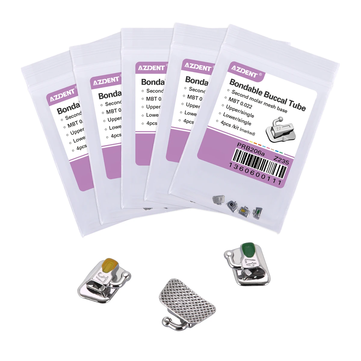 5 Packungen AZDENT Dental Kieferorthopädische Bukkalröhrchen 1. 2. Molarenzähne Mesh Base Nicht umwandelbar Bondable Roth MBT Edgewise 022/018 – Detail 11