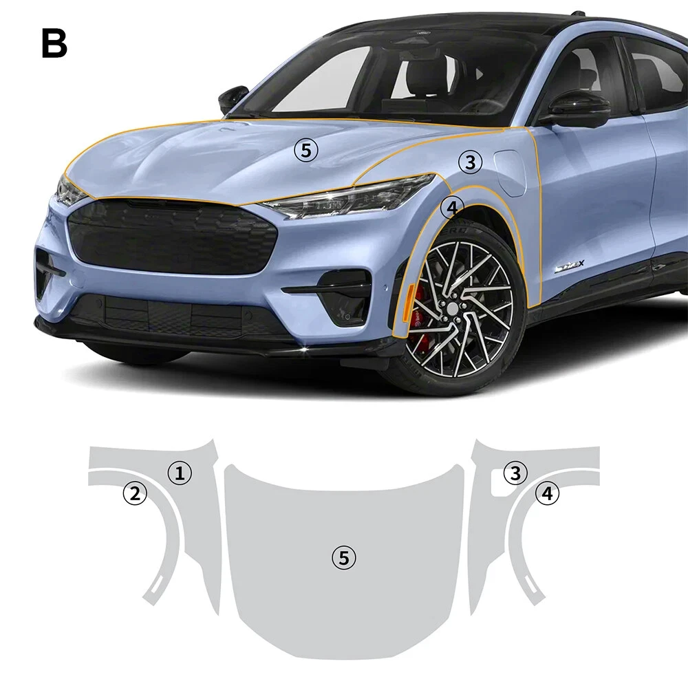 8.5Mil TPU Scratch-resistant Car Paint Protection Film For Ford Mustang Mach-E GT 2022-2023 Car Body Transparent Bra Per-cut PPF