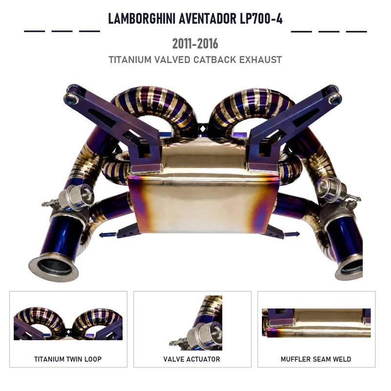 Titanium Valved Catback Exhaust for Lamborghini Aventador LP700 6 5L V12 Quad Tips 2011-2016 With Valve Control Kit