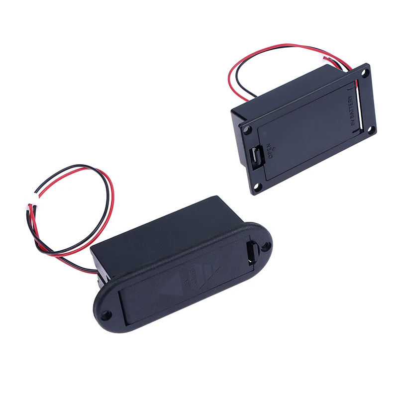 1 Set 9V Battery Case Holder Cover Box For Acoustic Guitar Bass Pickup Guitar Parts Replacement Battery Box Black