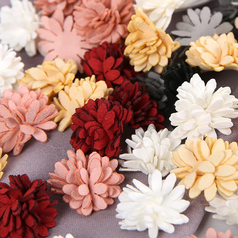 50pcs 25mm Microfiber Fabric Artificial Flower Heads For Wedding Home Garland Decor DIY Art Hair Accessories Wreath Fake Flowers