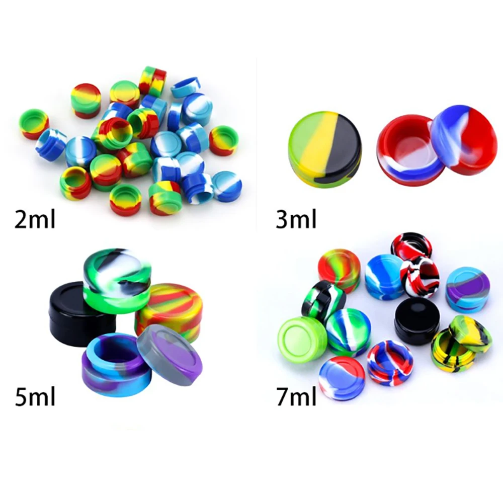 5/8/10Pcs Silicone Container 2/3/5ML Non-stick Oil Wax Storage Box Silicone Jar Travel Face Cream Liquid Ointment Container