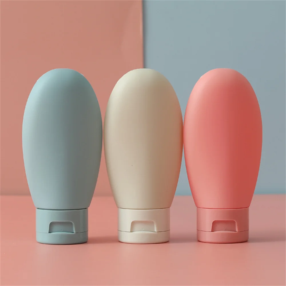 3Pcs/Set Travel Botttle 60ml Refillable Bottles Portable Soft Plastic Lotion Shampoo Container Flap Squeeze Tube Empty Bottle
