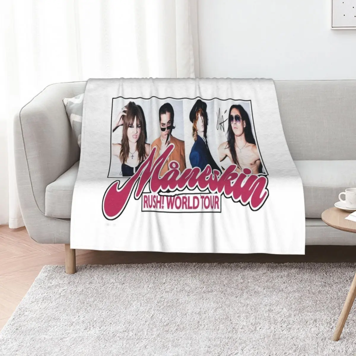 

maneskin Throw Blanket Retros Furry For Decorative Sofa for winter Blankets