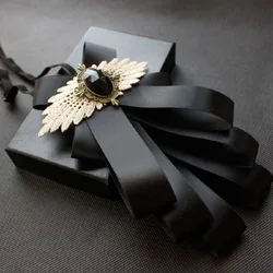 Korean Fashion Cloth Art Bow Brooch Retro Elegant Bowknot Necktie Unisex Shirts Collar Pins Vintage Jewelry Colthing Accessories
