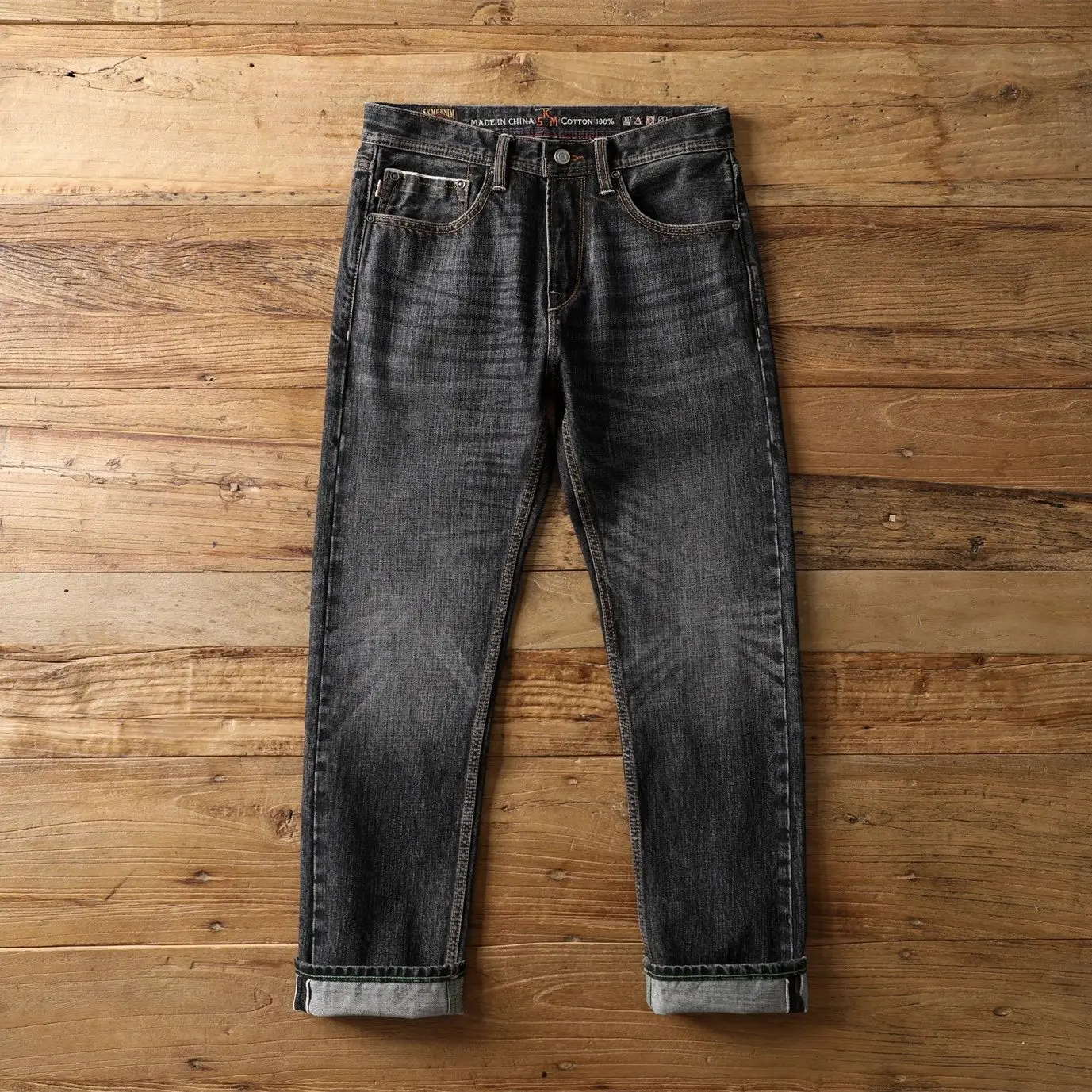 

Heavyweight 16oz Red Selvedge Denim Jeans for Men American Retro Casual 100% Cotton Washed Straight Pants Autumn/Winter 5KM