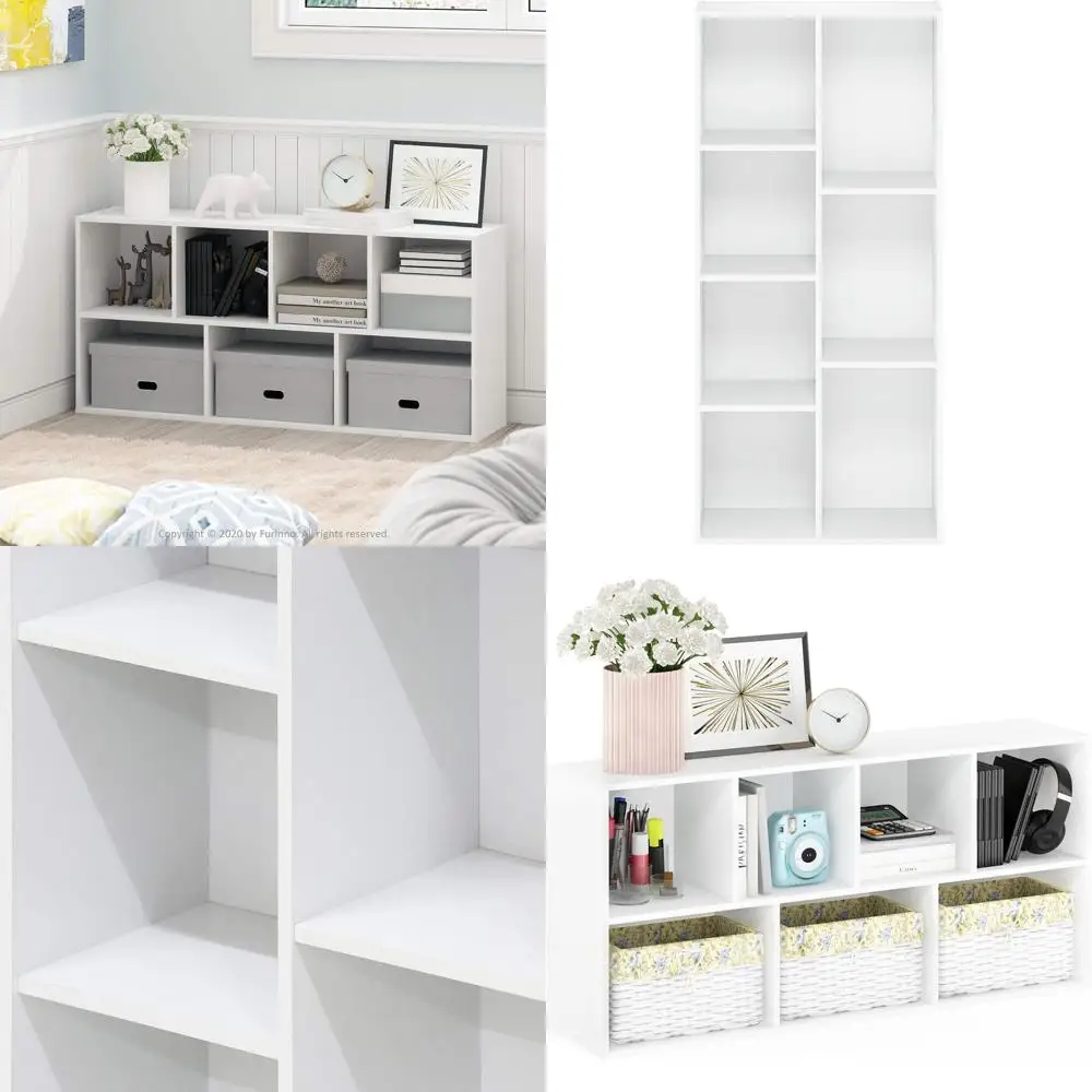 

Белая книжная полка на 7 кубов, 9,4 x 19,5 x 41,7, подходит для гостиной, спальни или домашнего офиса