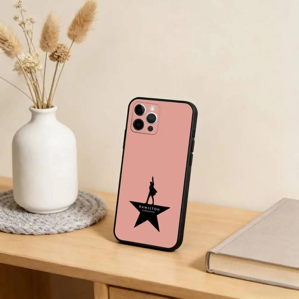 حافظة هاتف هاميلتون-موسيقية-أغاني آيفون 17,16,15,14,13,12,11 بلس، برو ماكس، XS، غطاء أسود من السيليكون الناعم #3