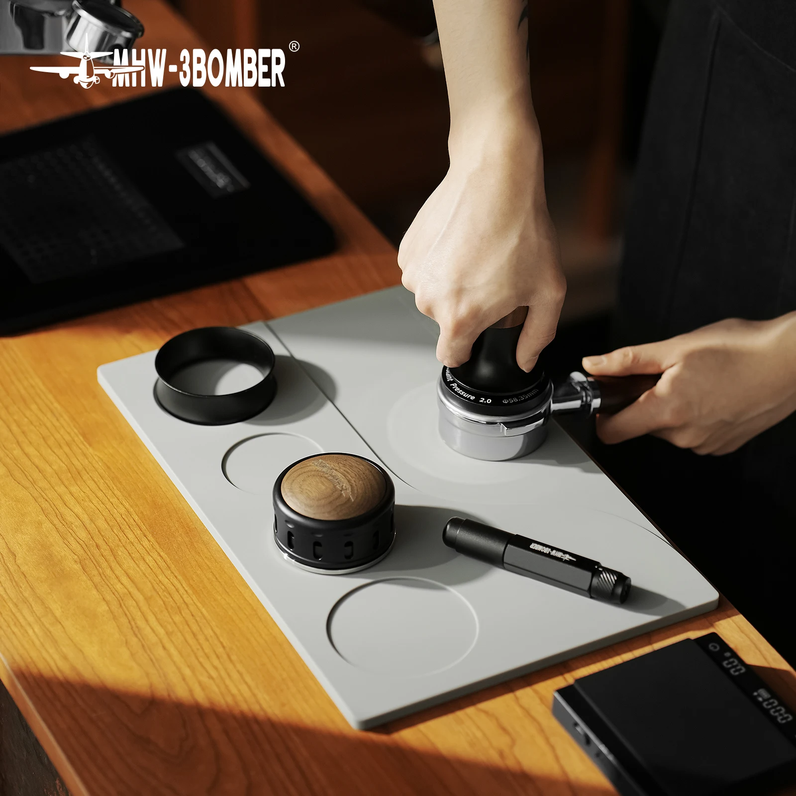 MHW-3BOMBER Silicone Coffee Tamper Mat  Yu-series Distributor Station Anti-Slip Espresso Tamping Mat Barista Accessories