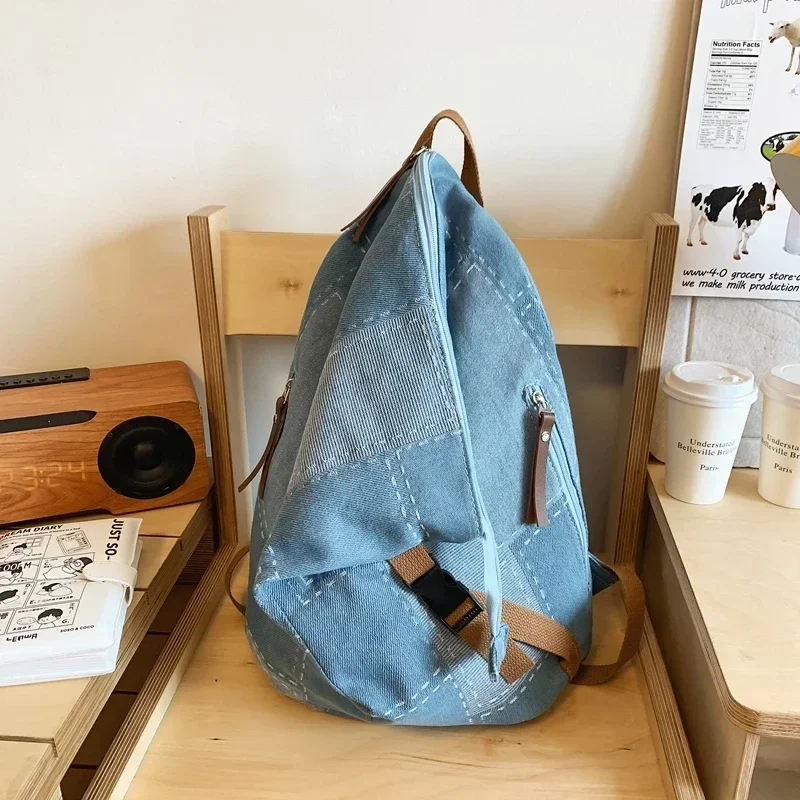 

Denim Large Capacity Casual Backpack High Quality Versatile Popularity Unique Design Schoolbag for Women 2024 Couple Model