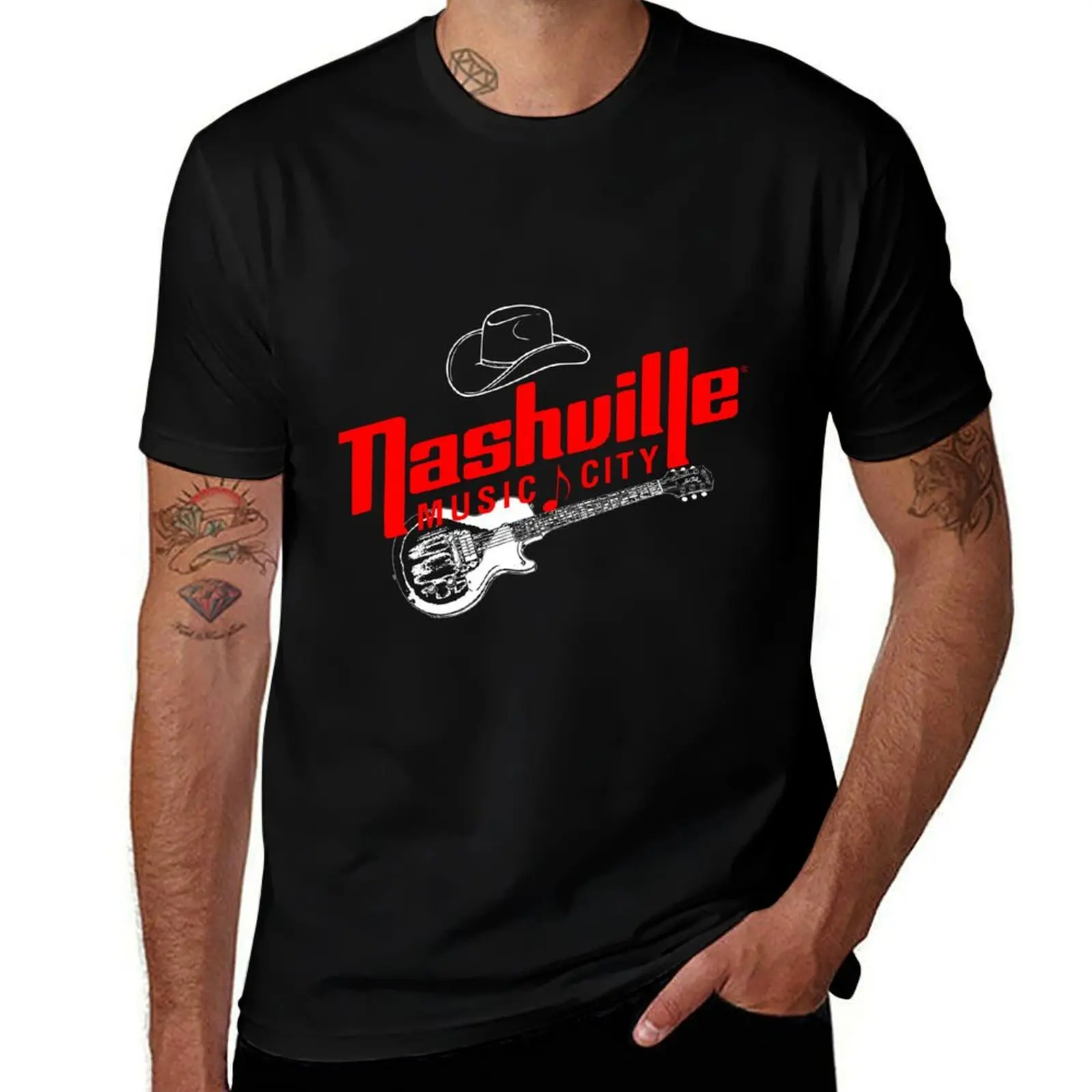 

Nashville Music City T-Shirt man t shirts graphic printed t shirts for man black cotton t-shirt plain for man package T-shirt