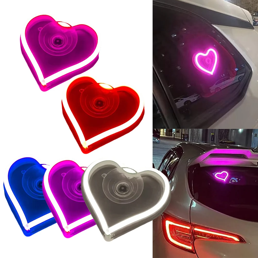 نافذة السيارة المثلثة الحب أضواء النيون النافذة الخلفية ضوء النيون الإضاءة الداخلية النافذة الخلفية أضواء النيون اكسسوارات السيارات