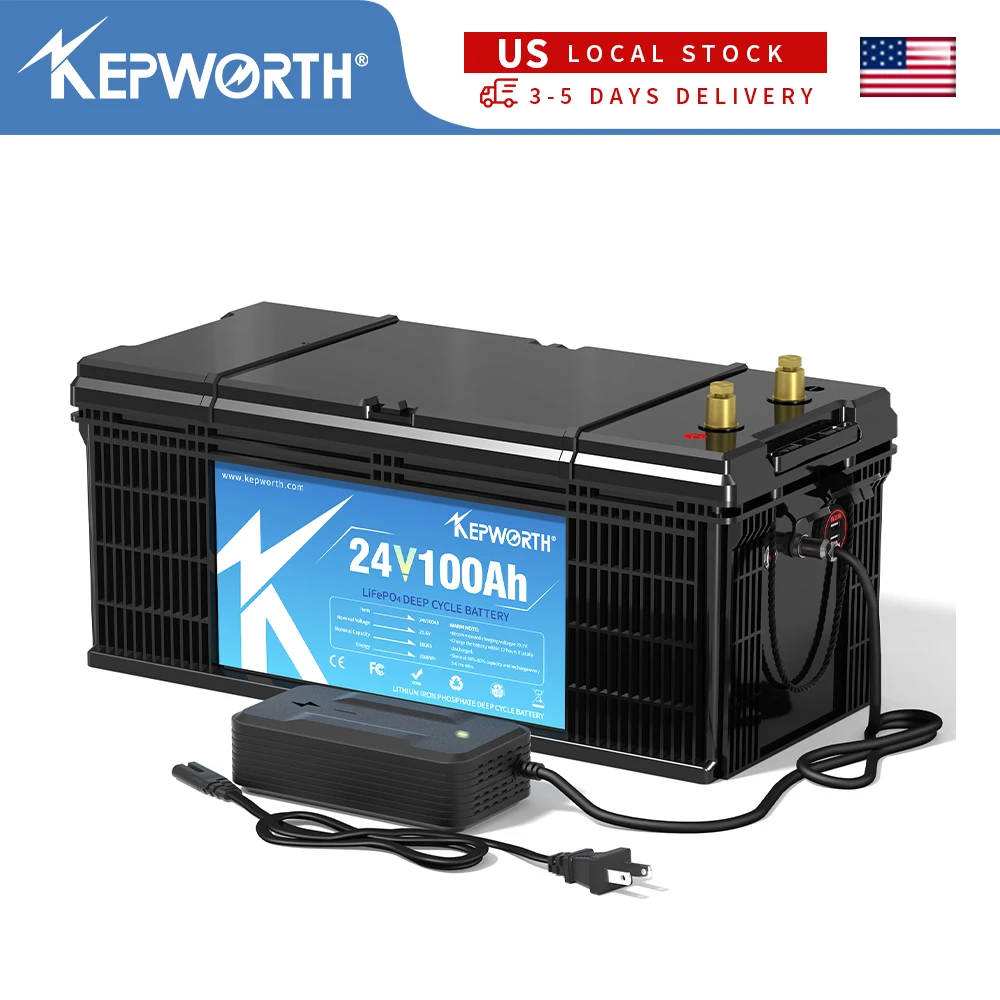 

В наличии в США аккумулятор KEPWORTH 24 В 100 Ач LiFePO4, с 100 А BMS, 6000+ циклов, для солнечного/фургона/морского троллингового двигателя