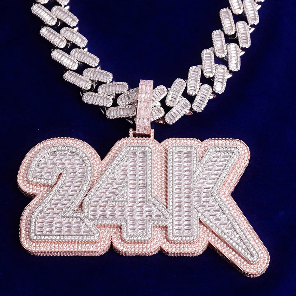 Imagem -05 - Big Customized Letters Pendant Necklace para Homens e Mulheres Iced Out Colares Bling Zircon Hip Hop Jóias