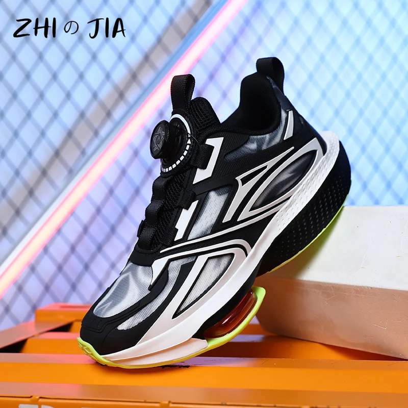 2025 Spring Hot selling Rotating Button Air Cushion Sneaker Children\'s Mesh Breathable Running Shoes Boys Fashion Casual Shoes