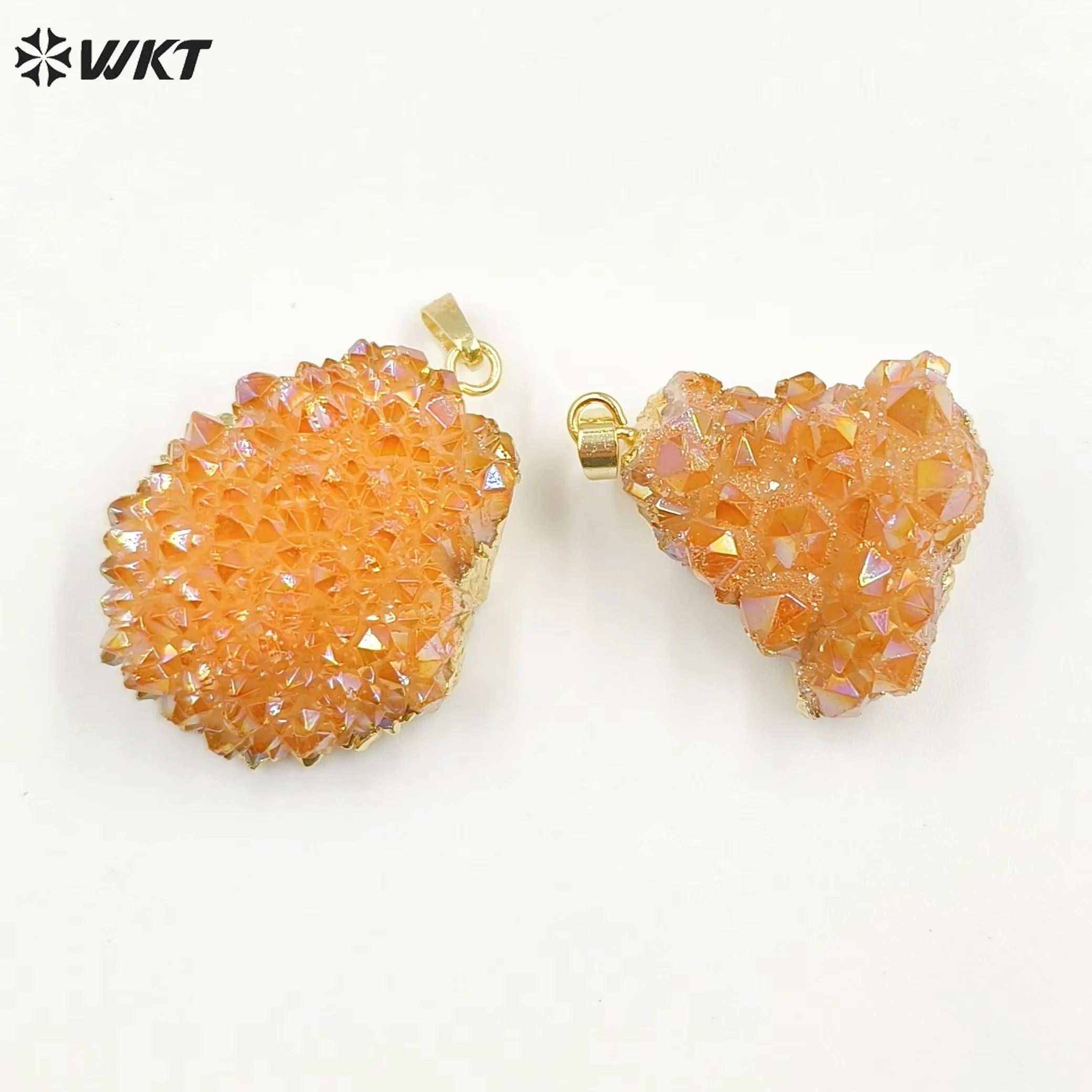 

WT-P1917 Wholesale Colored Aura Cluster Quartz In Randomly Shape Delicate Pendant Can DIY For Necklace Or Stone Collection