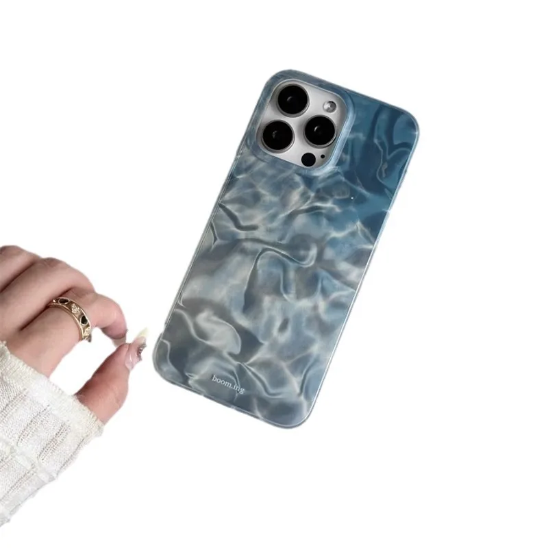 Gradient color seawater water ripple glitter art Phone Case For iPhone 17 16 15 14 13 12 Pro Max Case Cute luxury Cartoon Cover