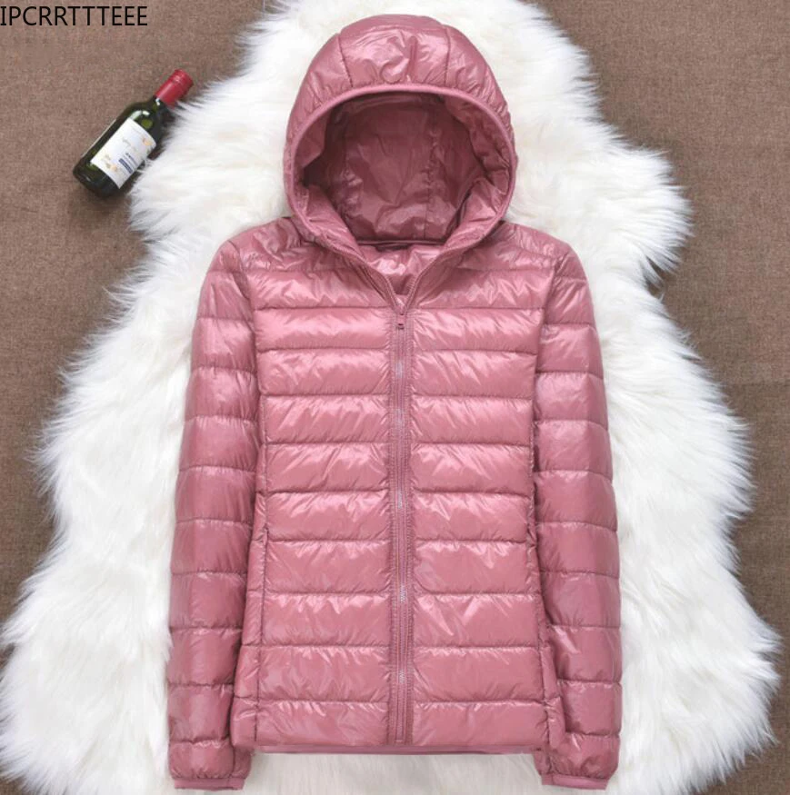 Woman Autumn Winter Hooded Jacket High Quality White Duck Down Coat Female Overcoat Ultra Light Solid Jackets Portable Parkas