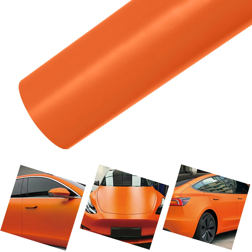 

PET Extinction Orange Car Vinyl Film Auto Decal With Air Release Technology Self Adhesive Creative Car Body Decoration Sticker
