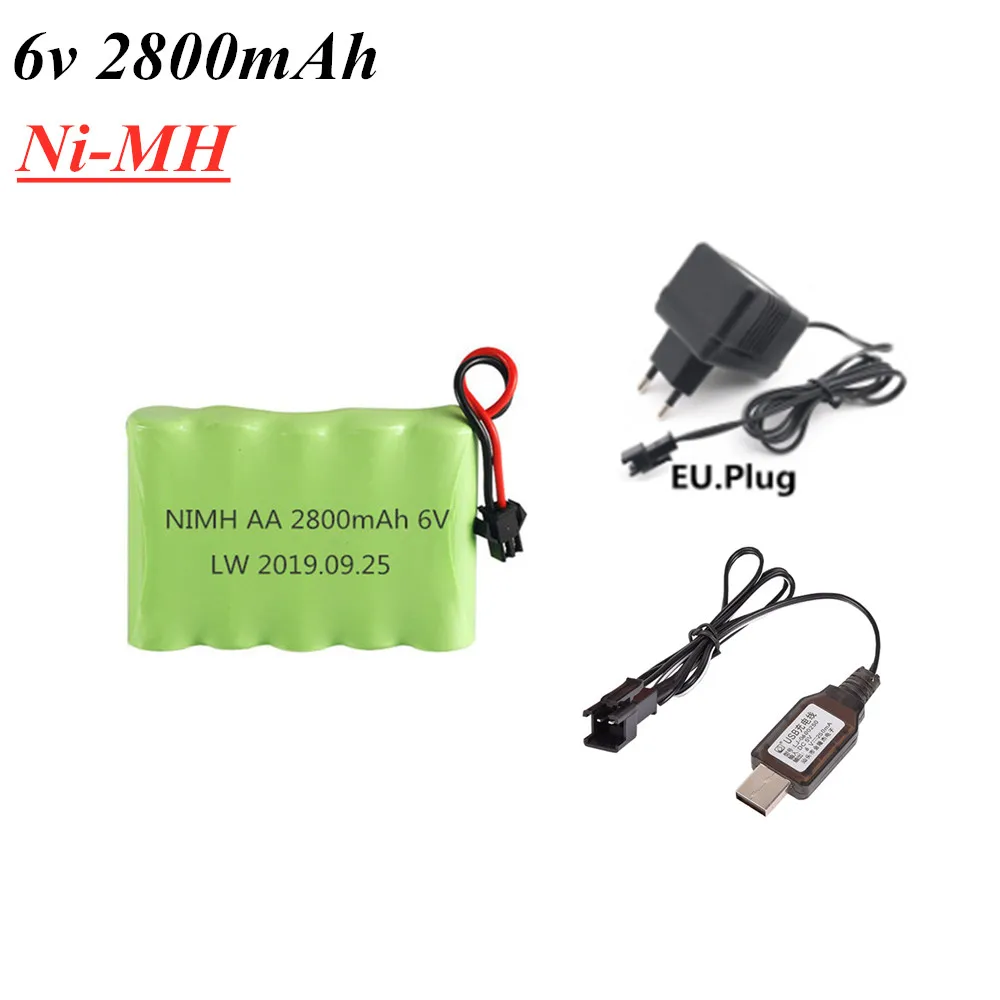 6v 2800mAh Ni-MH Battery + USB Charger For Rc Toy Cars Ship Tanks Robot 2800mAh 6V Batteries Group 1pcs to 2pcs