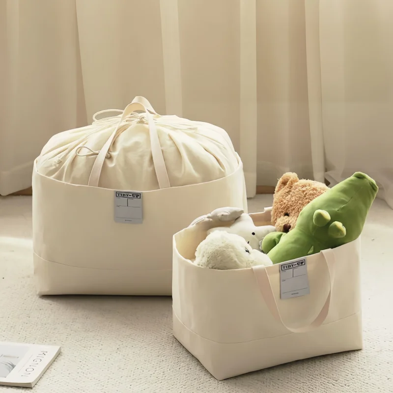 Large Drawstring Storage Sack Handle Dustproof Organizer Quilt Clothing Toy Sorting Carrier Household Closet Tidying Tote Pouch