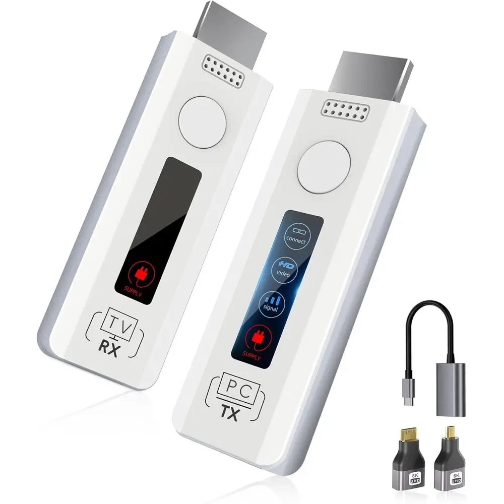 

Беспроводной HDMI-передатчик и -приемник для ТВ: портативный комплект-удлинитель HDMI с функцией Plug & Play, 5G+2.4G, декодирование 4K и вывод 1080P или Oice