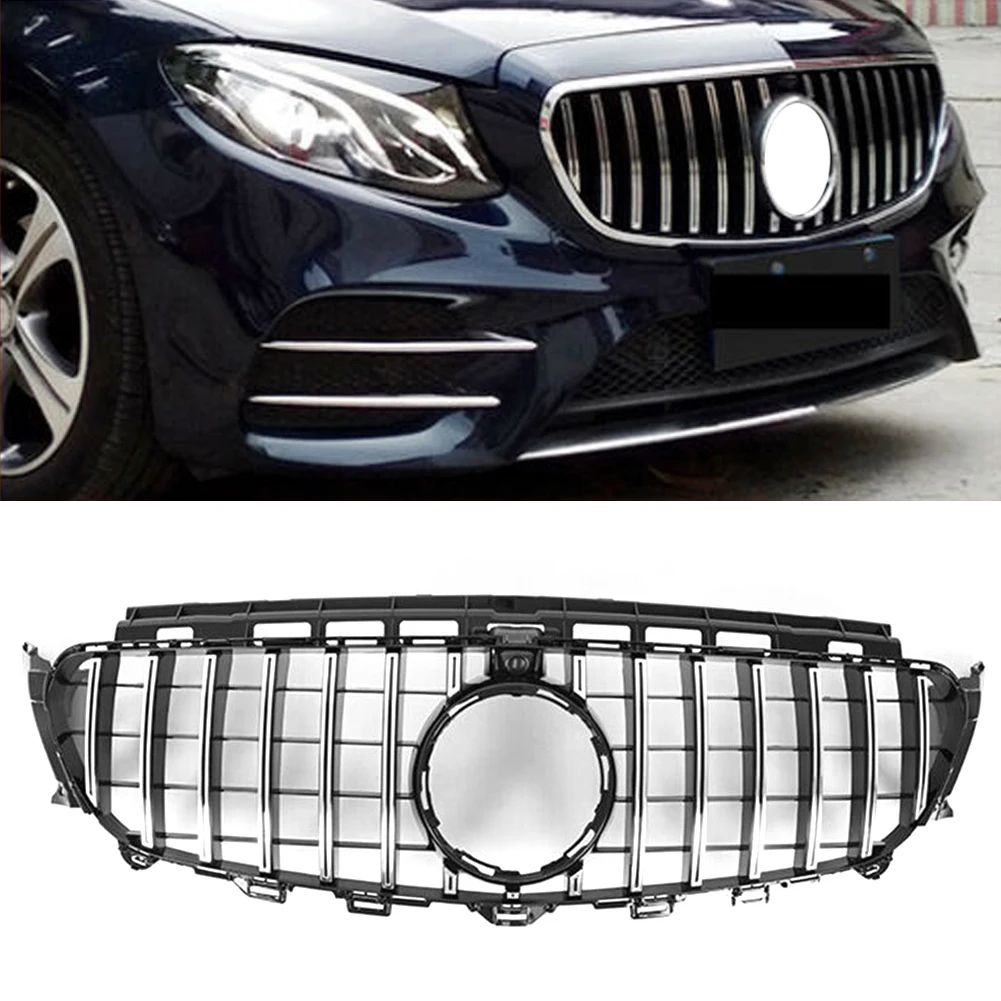 Car Front Grille W/ Camera GTR Upper Mesh Grill For Mercedes Benz W213 E-Class E250 E300 2016 2017 2018 2019