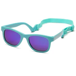 0-24 Months Newborn Baby Bendable Flexible Polarized Sunglasses with Strap Infant Boy Girls Square Silicone Frame Mirrored UV400