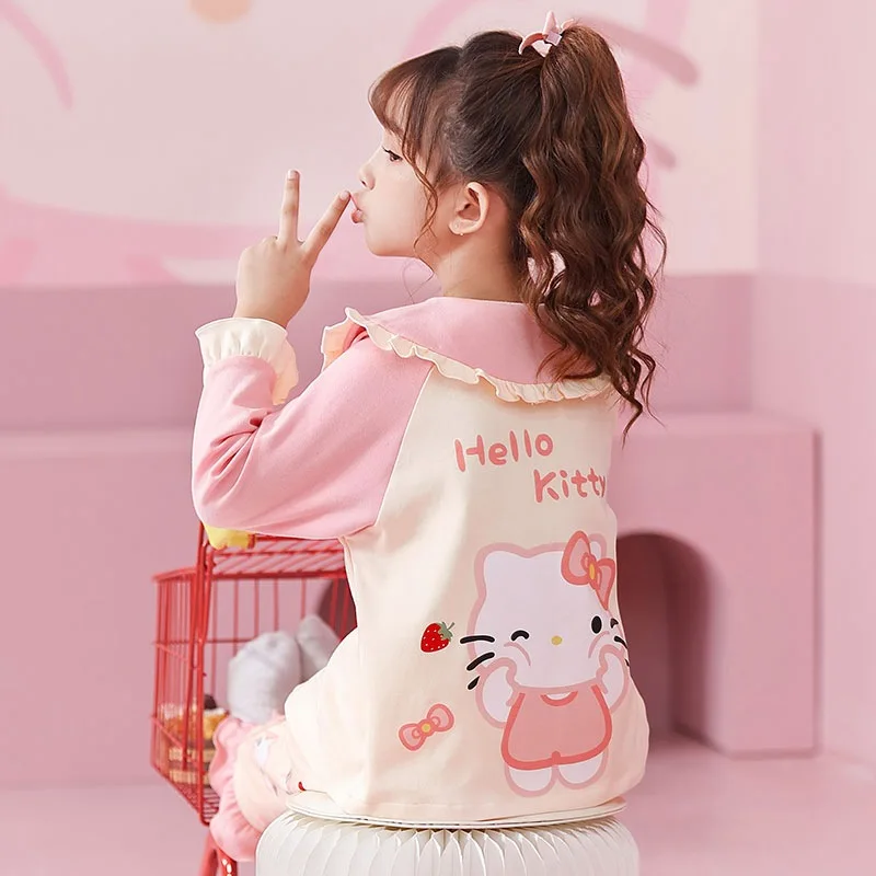 Cartoon Sanrio Girls Pajama Sets Print Cute Daily Causal Comfortable Soft Nightwear Set Comfy Suitable Indoor Autumn Winter