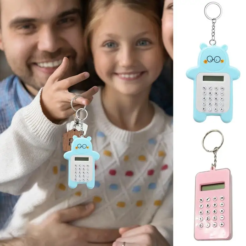 Mini Calculator Calculator Keychain Cartoon Cute Bear Ultra-thin Button Calculator Creative Keychain Decoration School Supplies