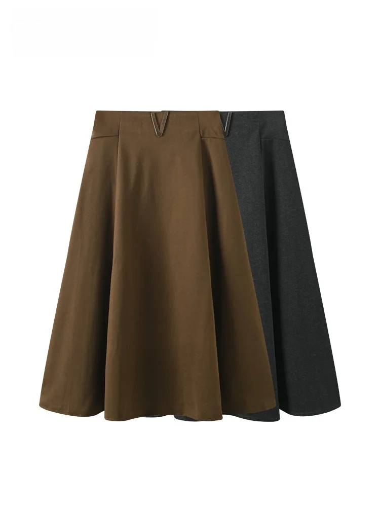 

CaraCLUB plus Size High Waist Woolen Skirt Women's Spring Faion Casual Anti-Aging Skirt Pear ape Polyester Fiber
