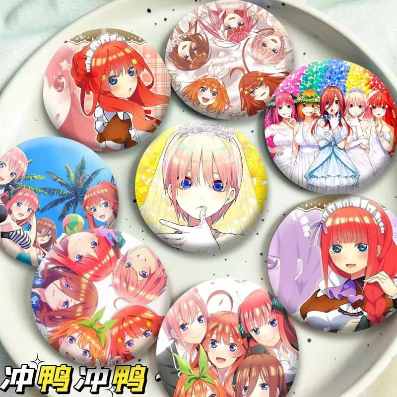 Cute Anime Girl Ichika Itsuki Yotsuba Nino Miku Nakano Button Pin Cartoon Role Playing Badge Backpack Clothes Brooch Accessories