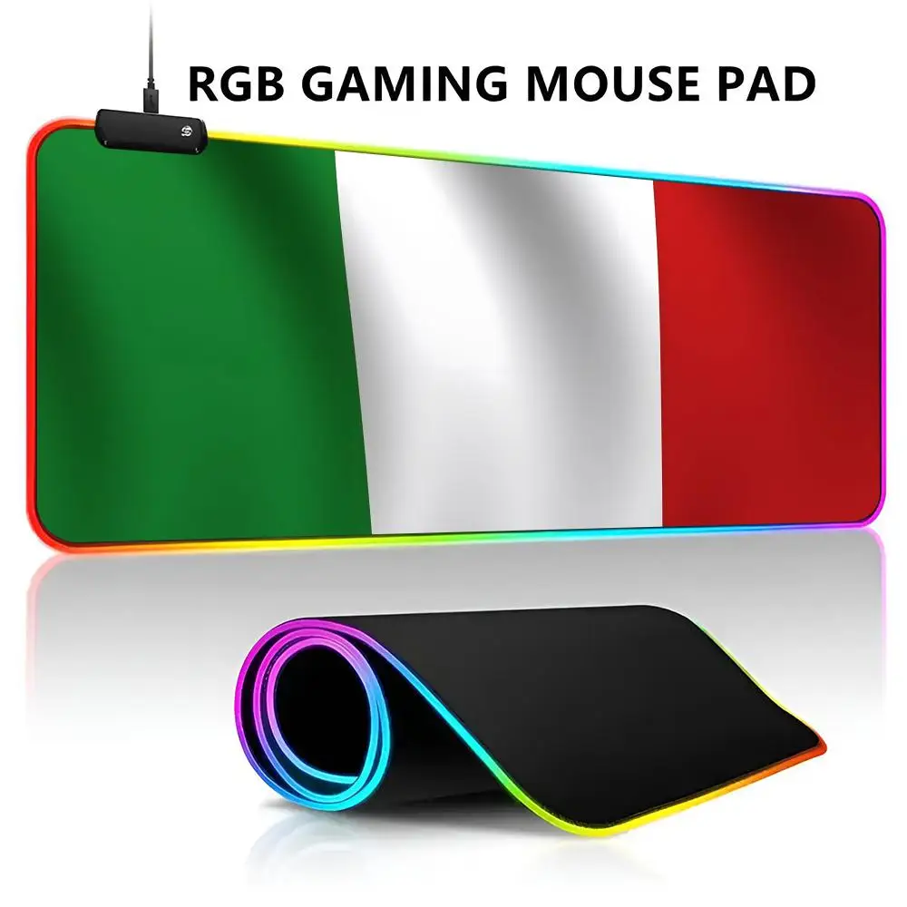 

Flag Italy Mouse Pad RGB LED Light Gaming Mousepad Waterproof Large Gamer Mouse Carpet Big Mause Keyboard Pad PC Desk Play Mat W