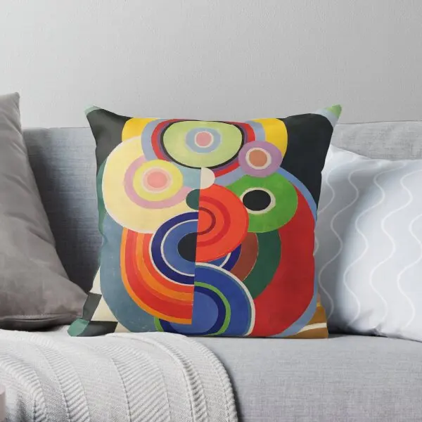 Robert Delaunay Rhythm Joy Of Living  Printing Throw Pillow Cover Bedroom Fashion Home Soft Car Pillows not include One Side