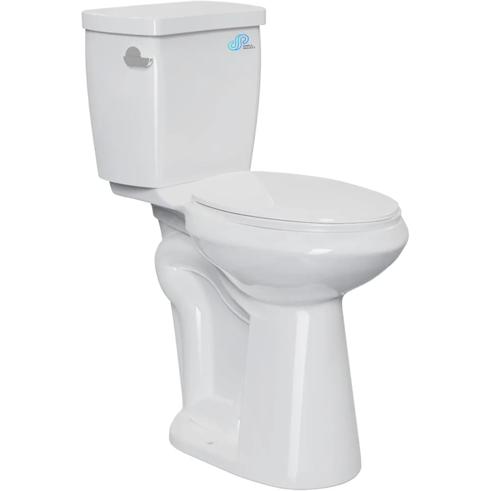 Simple Project 21 Inch High Toilet Elongated With Comfort Chair Seat, 1.28 Gpf Powerful Single Flush Extra Tall Toilet