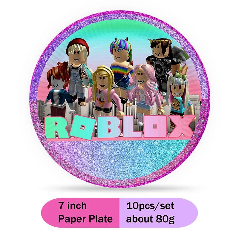 Sandbox Building Game Robloxed Pink Theme Birthday Party Decoration Balloon Event Supplies Tableware Banner Background