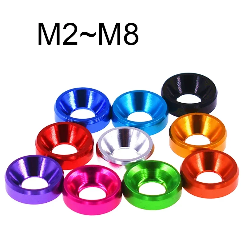 3 Pcs Aluminum Alloy Flat Washer for Countersunk Head Screw Colourful Anodized Gasket M2 M2.5 M3 M3.5 M4 M5 M6 M8