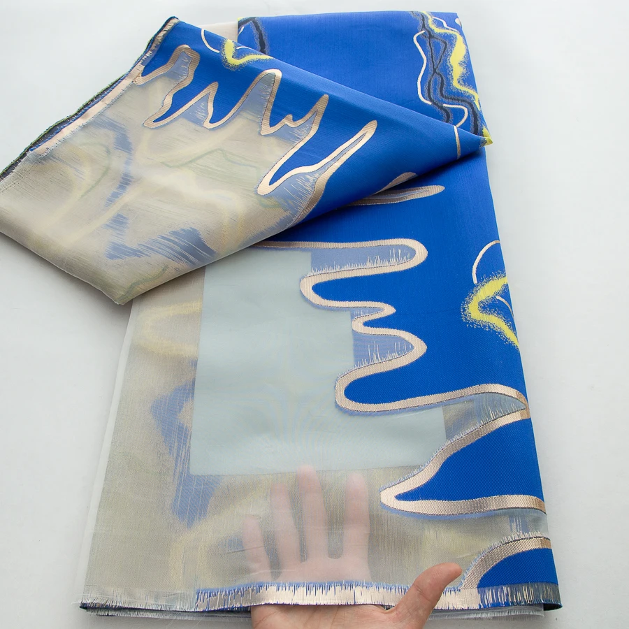 

2026 African Jacquard Brocade Lace Fabric High Quality 5 Yard French Nigeria Organza Lace Fabric For Party Dress Sewing Material