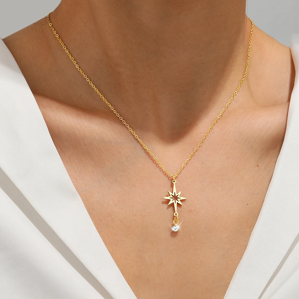 Stainless Steel Necklaces Minimalist Hollow Star Of David Pendant Exquisite  Necklace For Women Jewelry Banquet Fine Gifts New