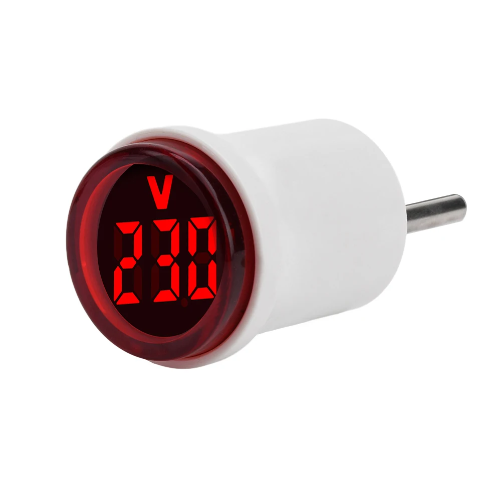 EU Plug LED Digital Voltmeter AC 50-500V 30mm Round Mini Voltage Meter Indicator Light Volt Tester Detector Gauge Monitor