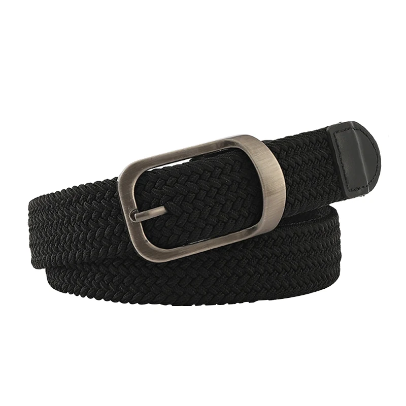 

Retro Men Canvas Belt No Pin Hole Design Weave Elastic Force Canvas Men Belt Soild Color Casual Youth Men & Women Belt