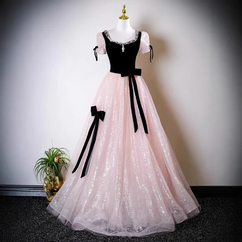 

Вечернее платье для женщин, осень 202, новое высококачественное обручальное платье принцессы, элитное легкое роскошное нишевое платье для взрослых, розовый цвет