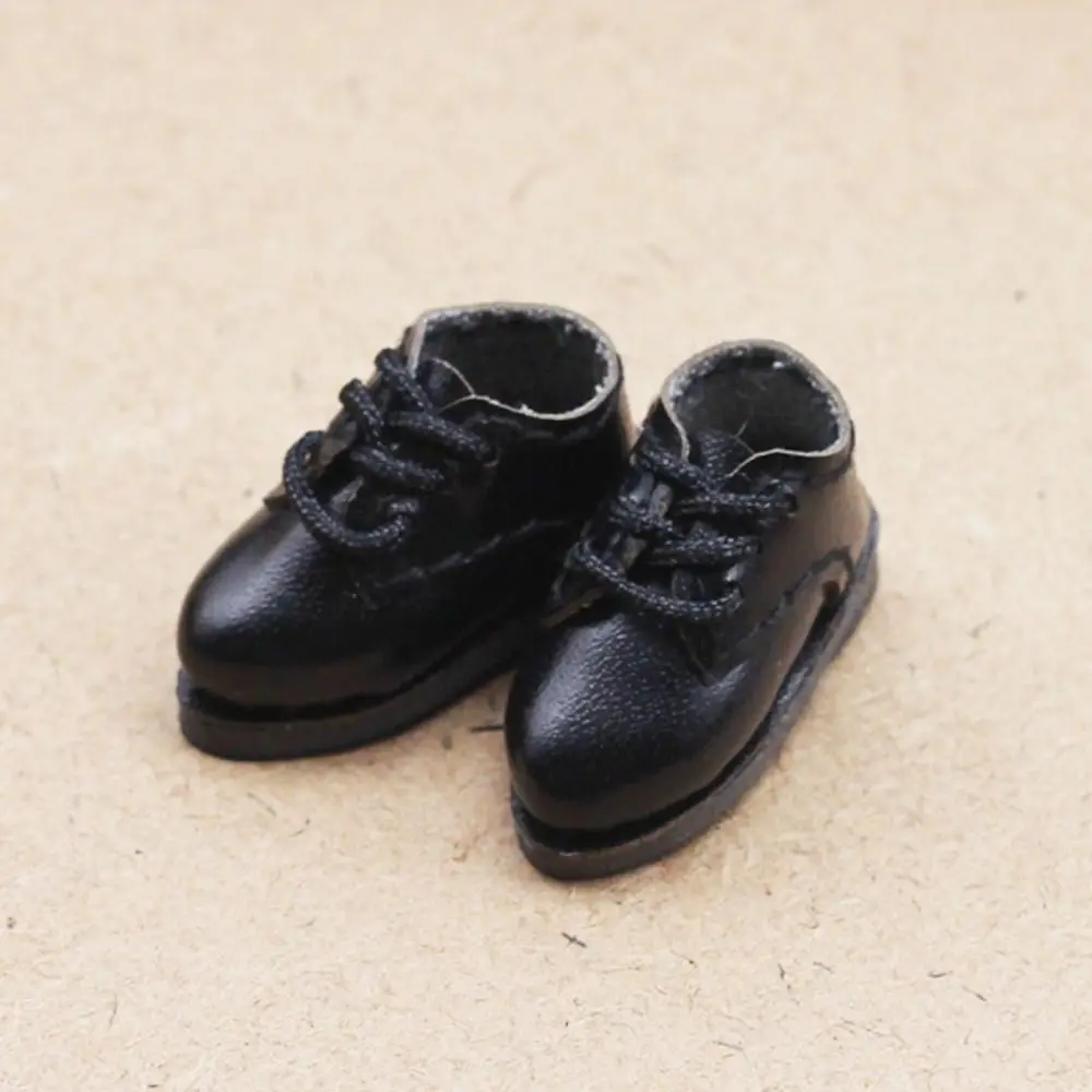1Pair Mini Clothes PU Leather 1/12 Bjd Shoes Round Toe Shoes PU Leather Shoes 1 Pair Mini BJD PU Shoes 1/12 BJD